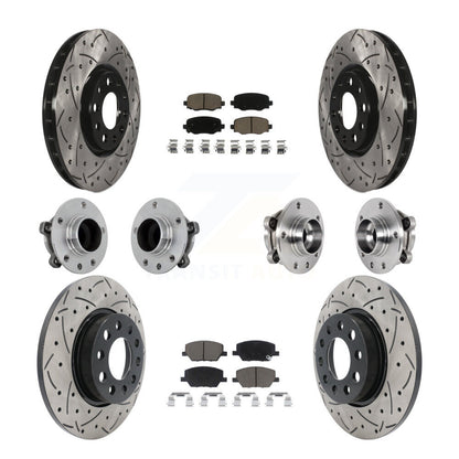Hub Bearing Coated Brake Rotor Pads Front Rear Kit (10Pc) For Jeep Renegade Fiat