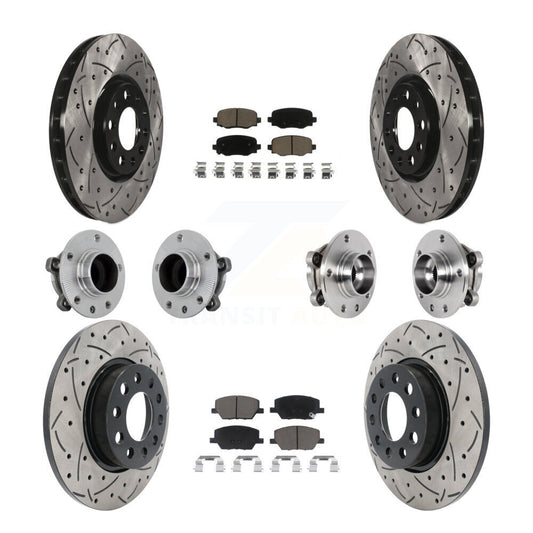 Hub Bearing Coated Brake Rotor Pads Front Rear Kit (10Pc) For Jeep Renegade Fiat
