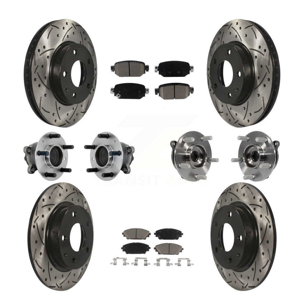Hub Bearing Coat Brake Rotor Pads Front Rear Kit (10Pc) For 19-21 Mazda CX-3 FWD