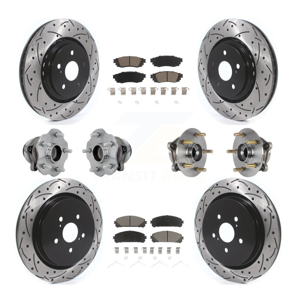 Hub Bearing Coated Brake Rotor Pads Front Rear Kit (10Pc) For Lexus RX350 RX350L