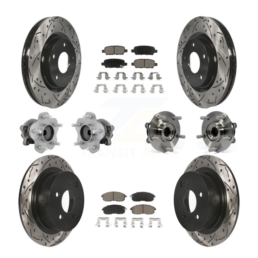 Hub Bearing Coated Disc Brake Rotor & Pads Front Rear Kit (10Pc) For Nissan Juke