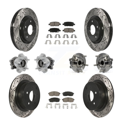 Hub Bearing Coated Disc Brake Rotor & Pads Front Rear Kit (10Pc) For Nissan Juke