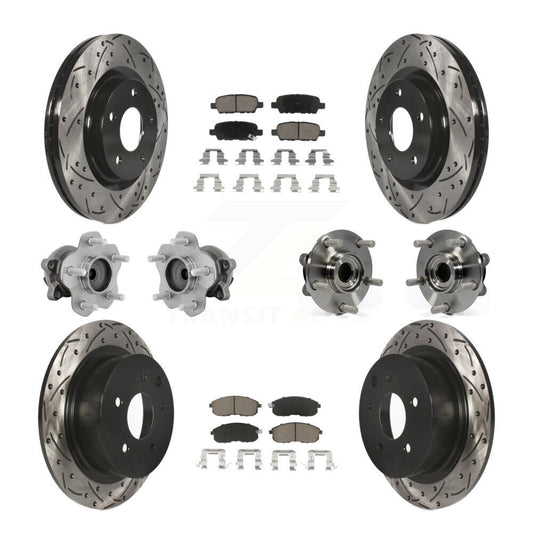 Hub Bearing Coated Disc Brake Rotor & Pads Front Rear Kit (10Pc) For Nissan Juke