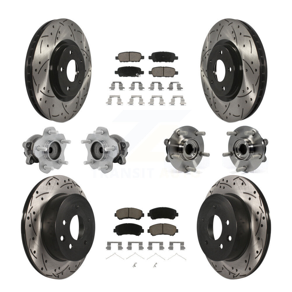 Hub Bearing Coated Disc Brake Rotor & Pads Front Rear Kit (10Pc) For Nissan Juke