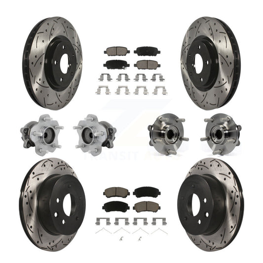 Hub Bearing Coated Disc Brake Rotor & Pads Front Rear Kit (10Pc) For Nissan Juke