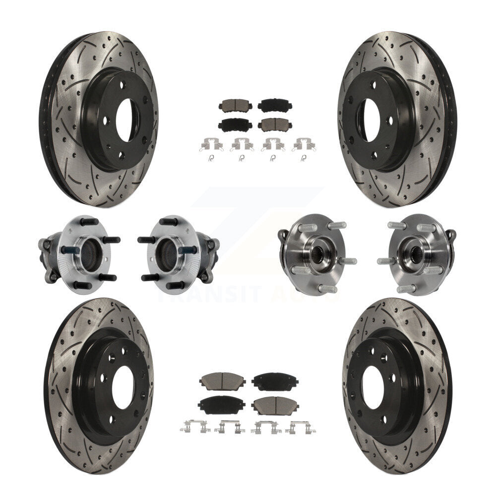 Hub Bearing Coat Brake Rotor Pads Front Rear Kit (10Pc) For 16-18 Mazda CX-3 FWD