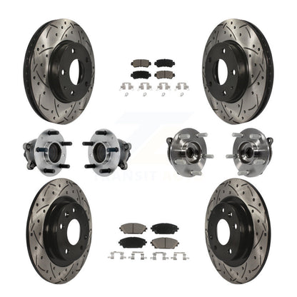 Hub Bearing Coat Brake Rotor Pads Front Rear Kit (10Pc) For 16-18 Mazda CX-3 FWD