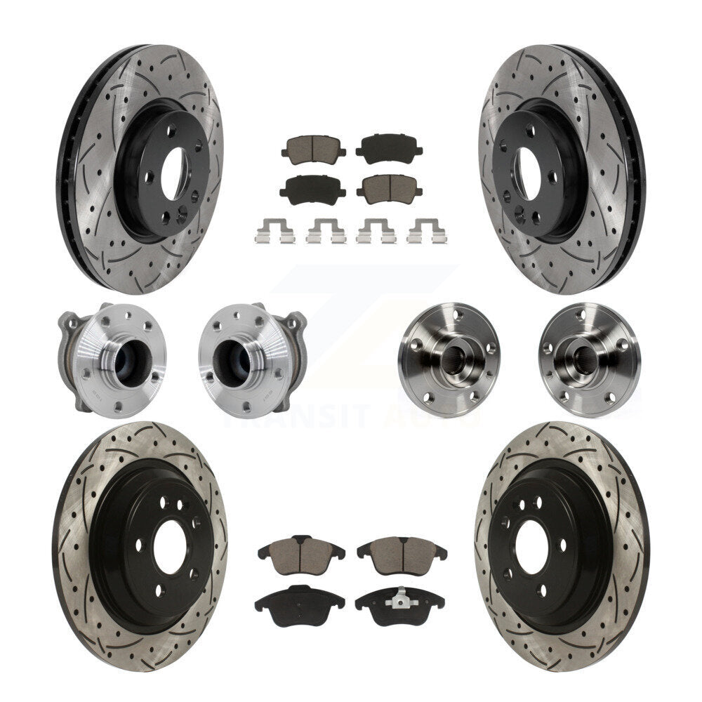 Hub Bearing Coated Brake Rotor Pad Front Rear Kit (10Pc) For 13-14 Volvo S60 FWD
