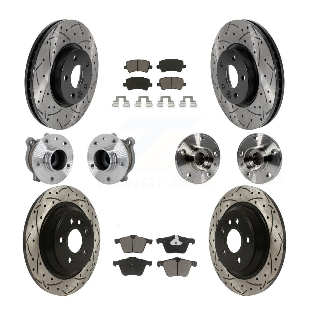 Hub Bearing Coated Disc Brake Rotor And Pads Front Rear Kit (10Pc) For Volvo V70