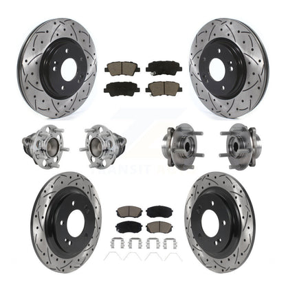 Hub Bearing Coated Brake Rotor Pads Front Rear Kit (10Pc) For Hyundai Elantra GT