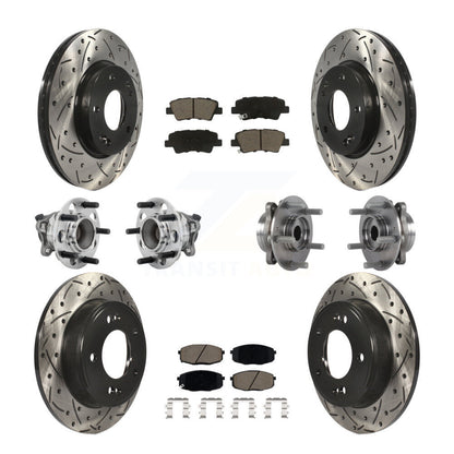 Hub Bearing Coat Brake Rotor Pads Front Rear Kit (10Pc) For Kia Forte Hyundai GT