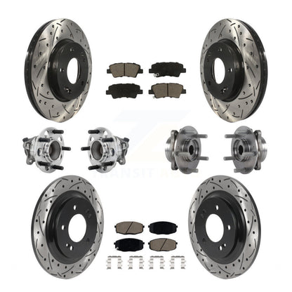 Hub Bearing Coated Brake Rotor Pads Front Rear Kit (10Pc) For Hyundai Elantra GT
