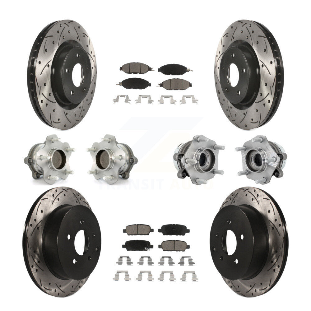 Hub Bearing Coated Brake Rotor & Pad Front Rear Kit (10Pc) For Nissan Murano FWD