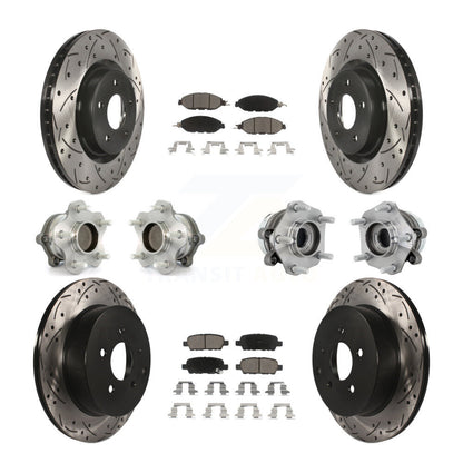 Hub Bearing Coated Brake Rotor & Pad Front Rear Kit (10Pc) For Nissan Murano FWD