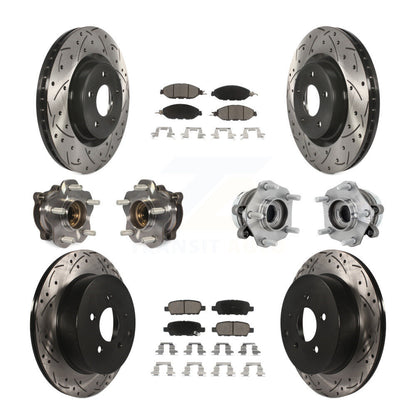 Hub Bearing Coated Brake Rotor & Pad Front Rear Kit (10Pc) For Nissan Murano AWD