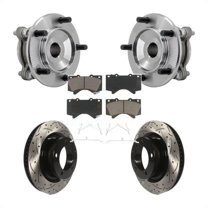 Hub Bearing Drilled Slot Brake Rotor Pad Front Kit For Toyota Tundra Sequoia RWD