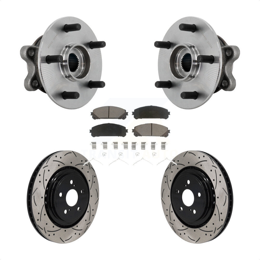 Hub Bearing Drill Slot Brake Rotor Pad Front Kit For 2020-2022 Toyota Highlander