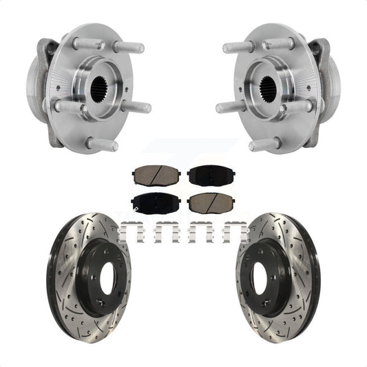 Hub Bearing Drilled Slot Brake Rotor & Pad Front Kit For Hyundai Kona Kia Seltos