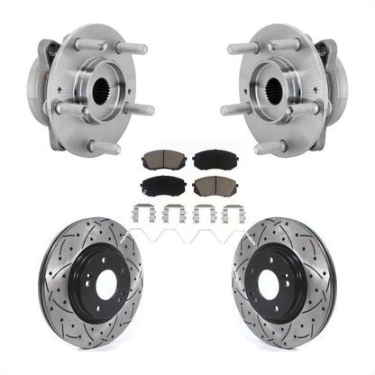 Hub Bearing Drilled Slot Brake Rotor & Pad Front Kit For Hyundai Kona Kia Seltos