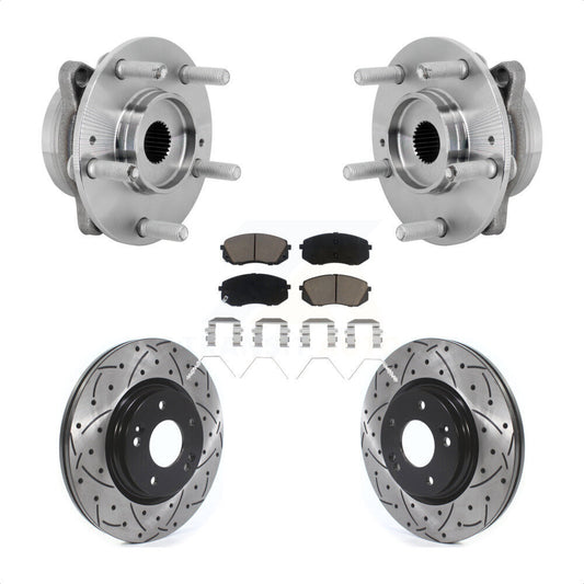 Hub Bearing Drilled Slot Brake Rotor & Pad Front Kit For Hyundai Kona Kia Seltos