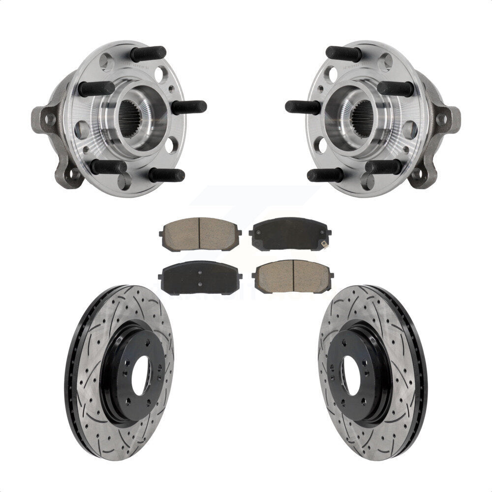 Hub Bearing Coat Drill Slot Brake Rotor Pads Front Kit For Hyundai Sonata Kia K5