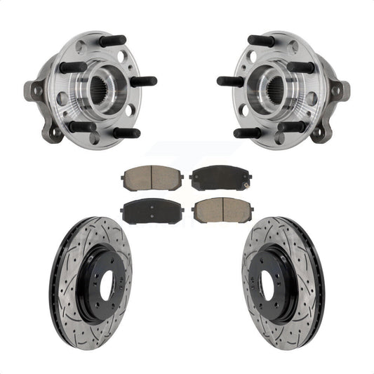 Hub Bearing Coat Drill Slot Brake Rotor Pads Front Kit For Hyundai Sonata Kia K5