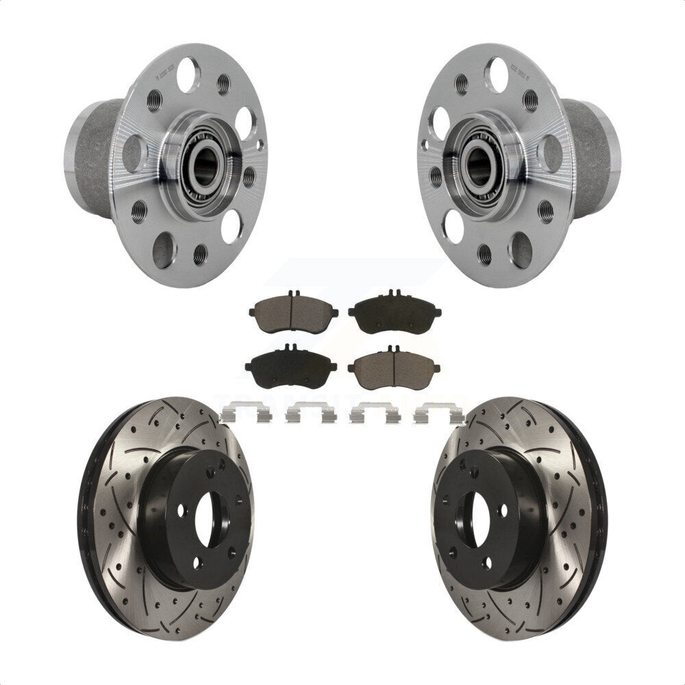 Hub Bearing Drilled Slot Brake Rotor & Pad Front Kit For Mercedes-Benz C300 C250