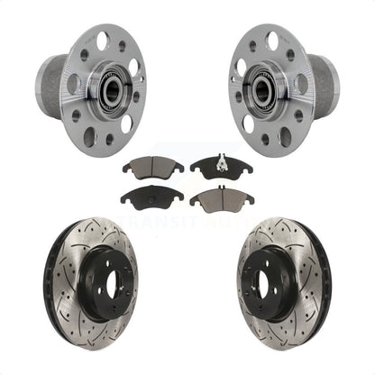 Hub Bearing Drilled Slot Brake Rotor & Pad Front Kit For Mercedes-Benz C300 E350