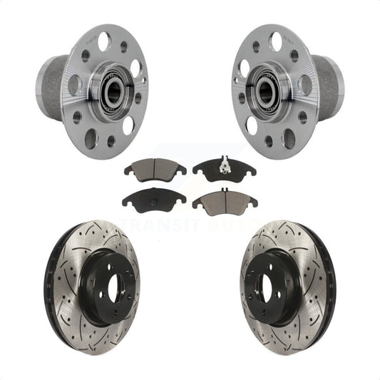 Hub Bearing Drilled Slot Brake Rotor & Pad Front Kit For Mercedes-Benz C300 E350