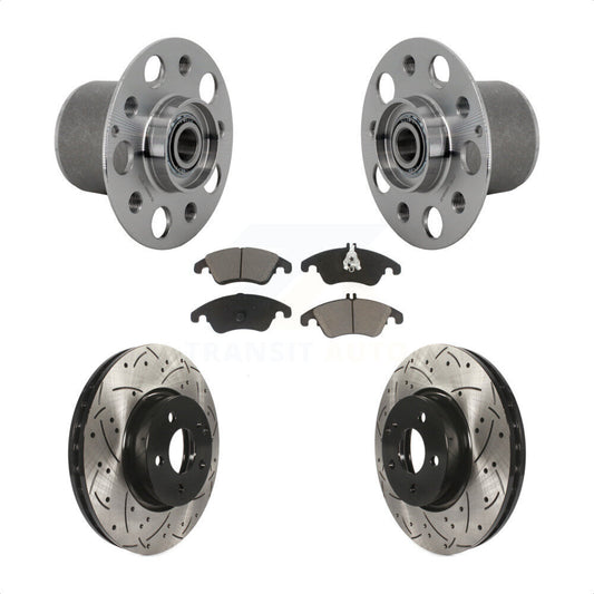 Hub Bearing Drilled Slot Brake Rotor & Pad Front Kit For Mercedes-Benz E350 E400