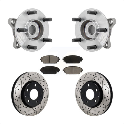 Hub Bearing Coat Drill Slot Brake Rotor Pads Front Kit For 2021-2022 Mazda 3 FWD