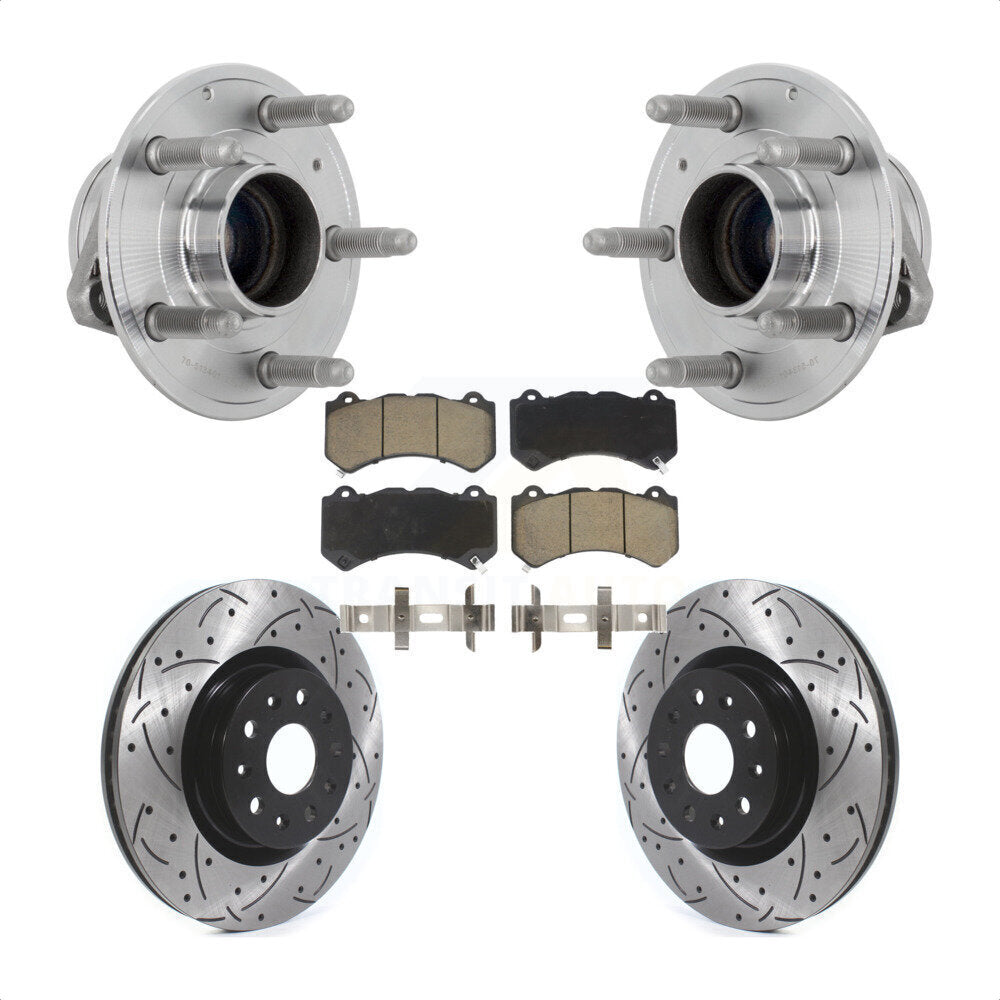 Hub Bearing Assembly Coat Drill Slot Brake Rotor Pads Front Kit For Cadillac CTS