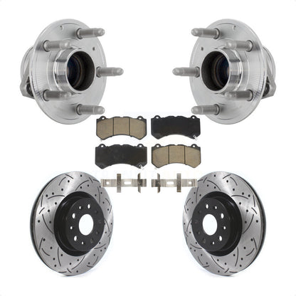Hub Bearing Assembly Coat Drill Slot Brake Rotor Pads Front Kit For Cadillac CTS