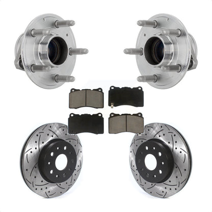 Hub Bearing Drilled Slot Brake Rotor Pad Front Kit For Chevrolet Camaro Cadillac