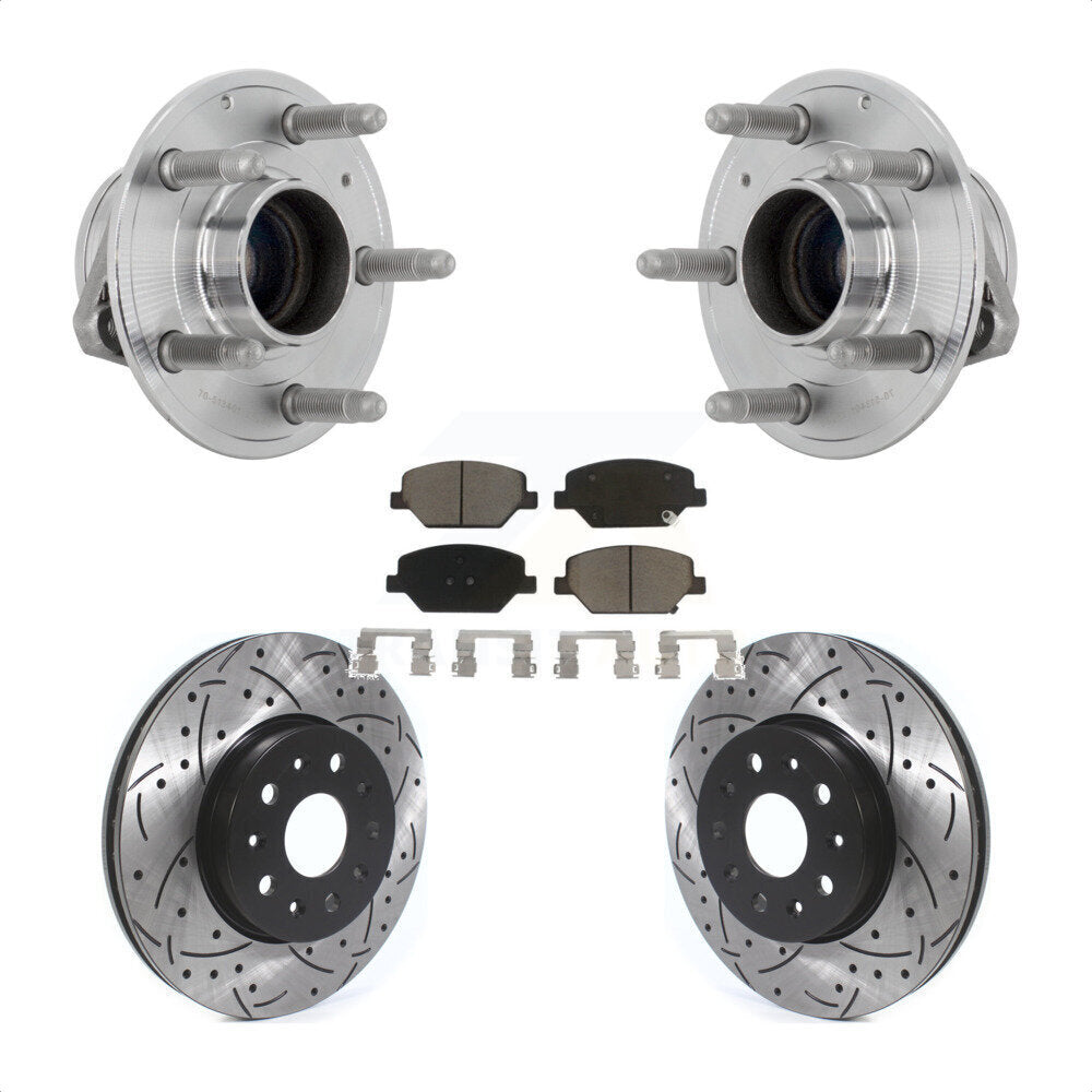 Hub Bearing Assembly Drilled Slot Brake Rotor Pad Front Kit For Chevrolet Camaro