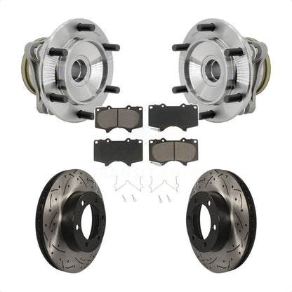 Hub Bearing Drilled Slot Brake Rotor Pads Front Kit For Toyota Tacoma 4Runner FJ