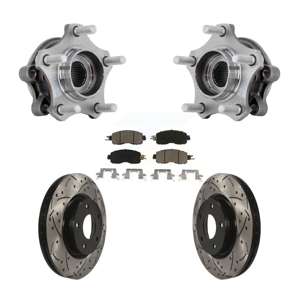 Hub Bearing Drilled Slot Brake Rotor & Pad Front Kit For 2019-2023 Nissan Altima