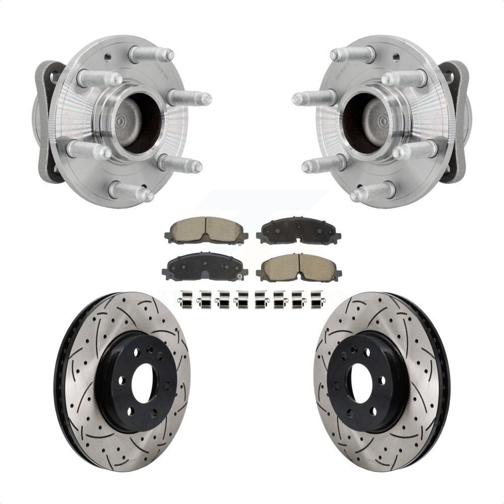 Hub Bearing Drill Slot Brake Rotor Pads Front Kit For Chevrolet Colorado GMC RWD