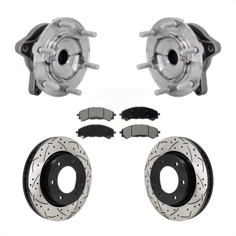 Hub Bearing Drilled Slot Brake Rotor Pad Front Kit For 2019-2023 Ford Ranger 4WD