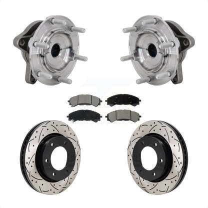 Hub Bearing Drilled Slot Brake Rotor Pad Front Kit For 2019-2023 Ford Ranger 4WD