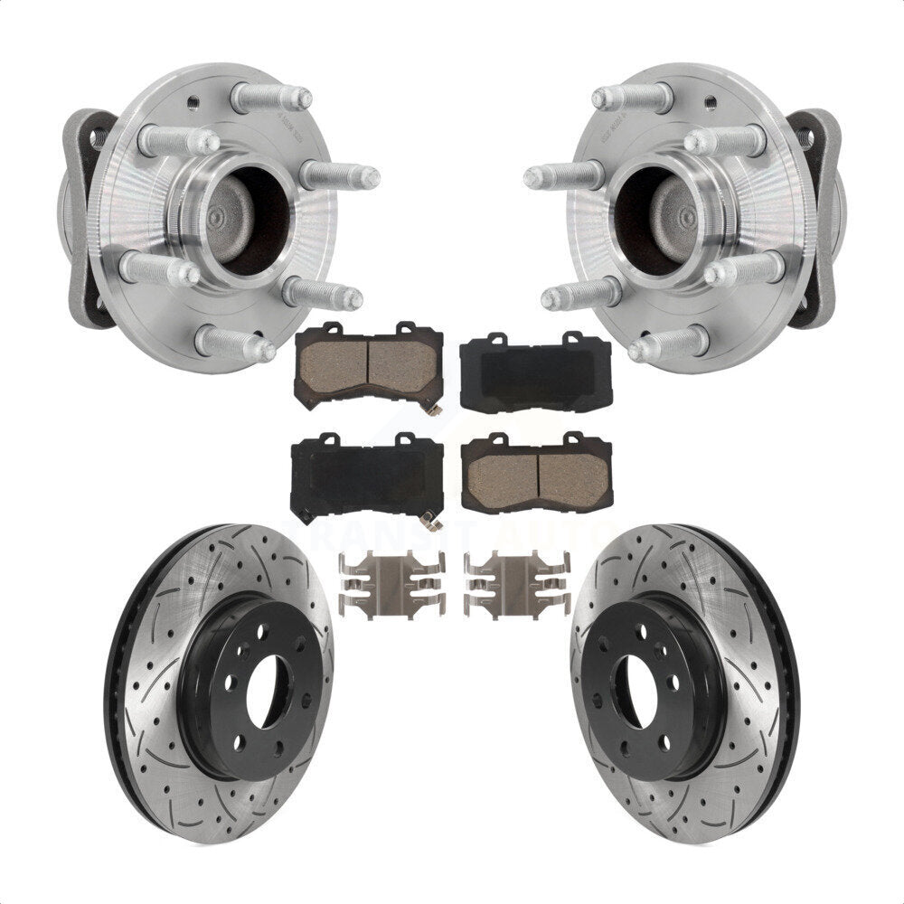 Hub Bearing Drill Slot Brake Rotor Pads Front Kit For Chevrolet Colorado GMC RWD