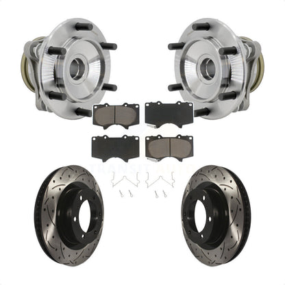Hub Bearing Drilled Slot Brake Rotor Pads Front Kit For 10-21 Toyota 4Runner RWD
