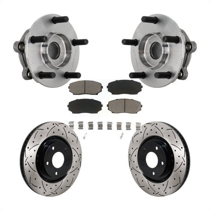 Hub Bearing Coated Drill Slot Brake Rotor Pad Front Kit For 2016-2023 Mazda CX-9
