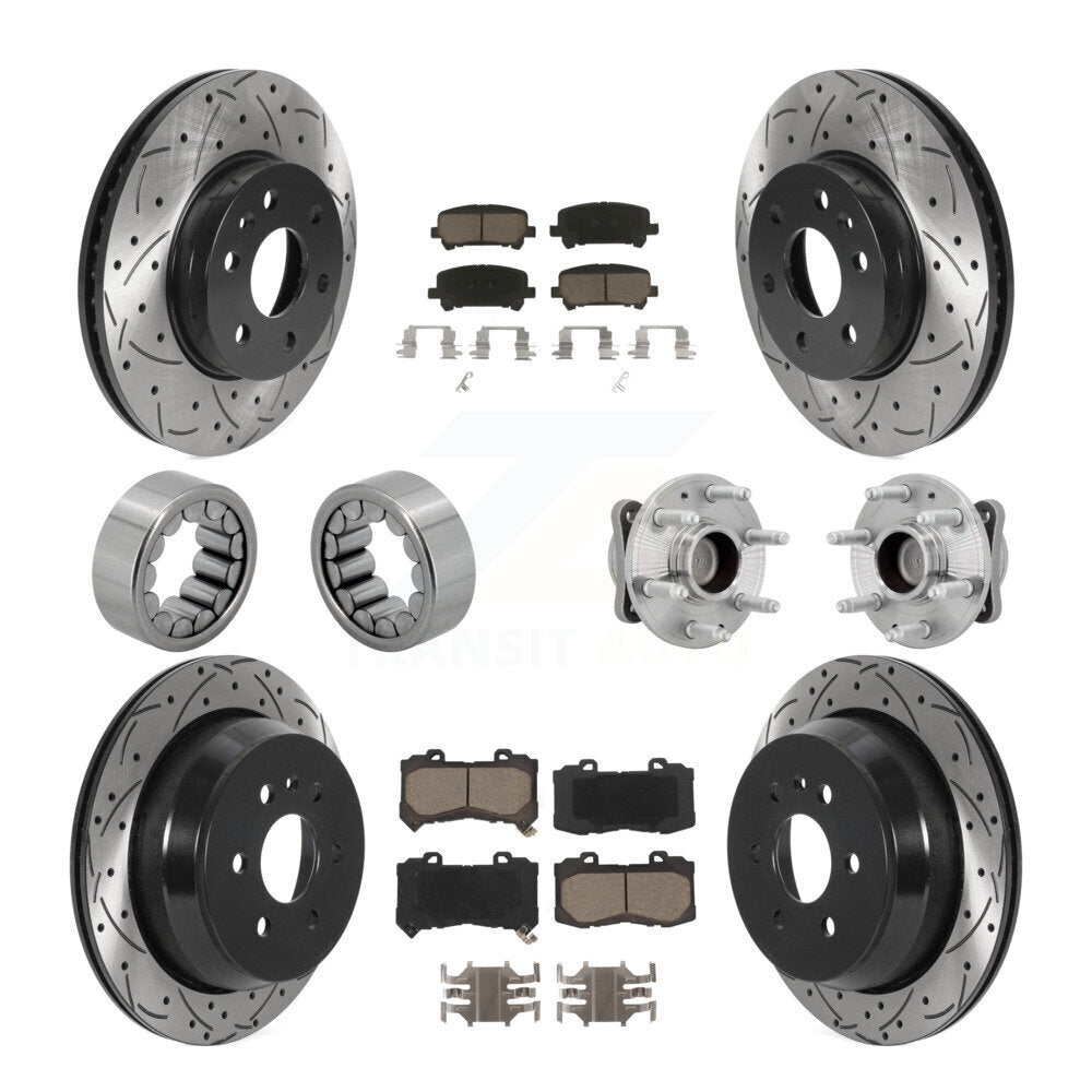 Hub Bearing Coated Brake Rotor Pads Shoe Front Rear Kit (10Pc) For Chevrolet GMC