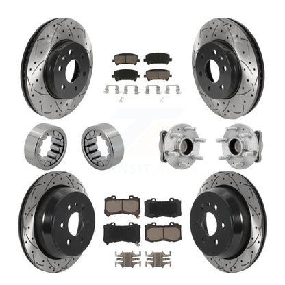 Hub Bearing Coated Brake Rotor Pads Shoe Front Rear Kit (10Pc) For Chevrolet GMC