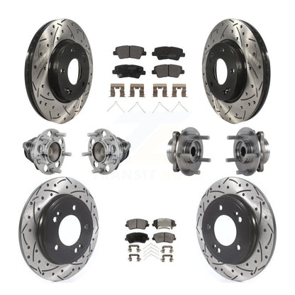 Hub Bearing Coated Brake Rotor & Pads Front Rear Kit (10Pc) For Hyundai Veloster