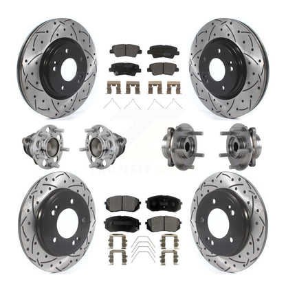 Hub Bearing Coated Brake Rotor & Pad Front Rear Kit (10Pc) For Kia Forte Hyundai