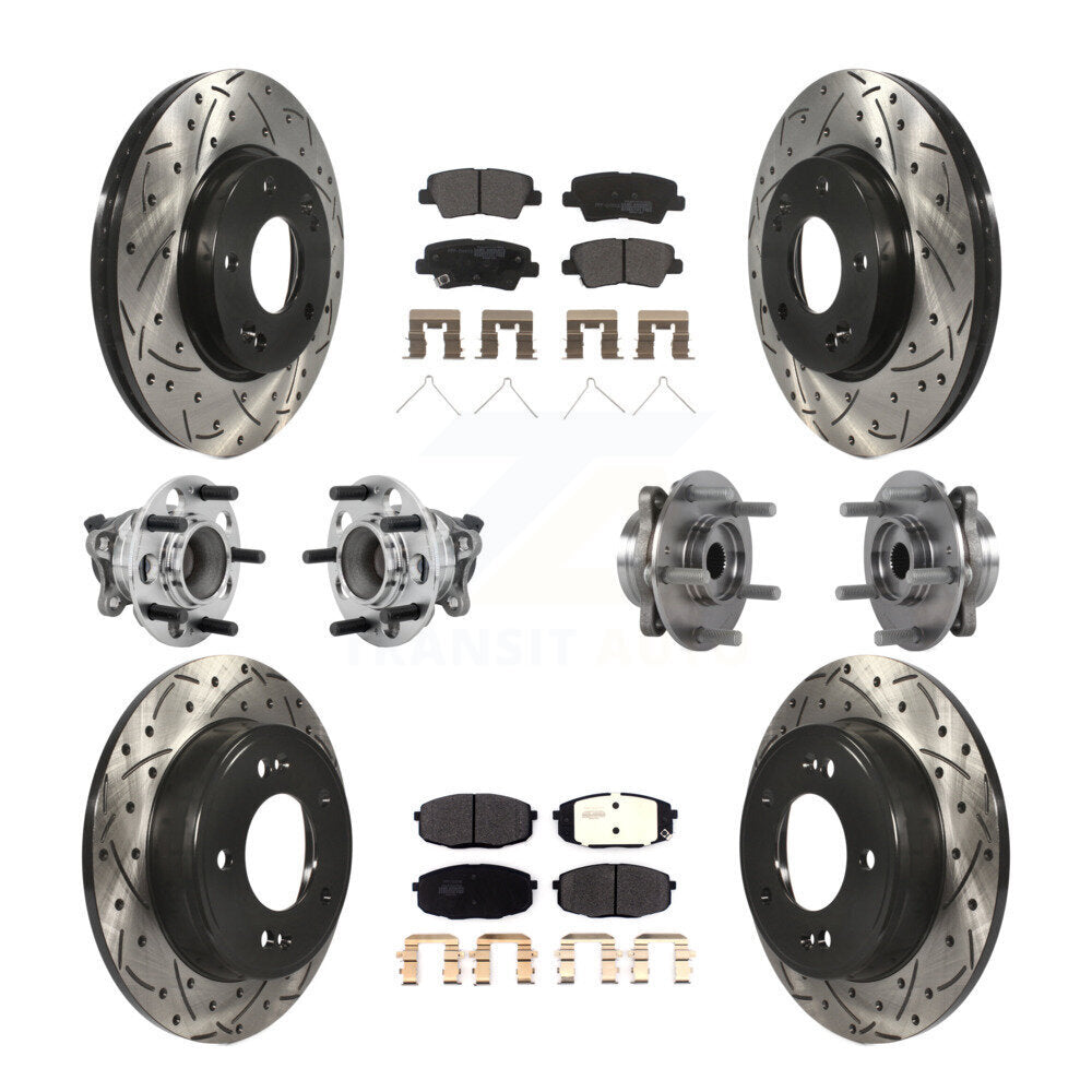 Hub Bearing Coat Brake Rotor Pads Front Rear Kit (10Pc) For Kia Forte Hyundai GT