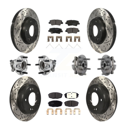 Hub Bearing Coat Brake Rotor Pads Front Rear Kit (10Pc) For Kia Forte Hyundai GT