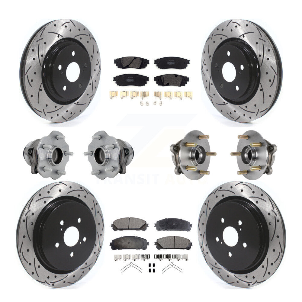 Hub Bearing Coated Brake Rotor Pads Front Rear Kit (10Pc) For Lexus RX350 RX350L